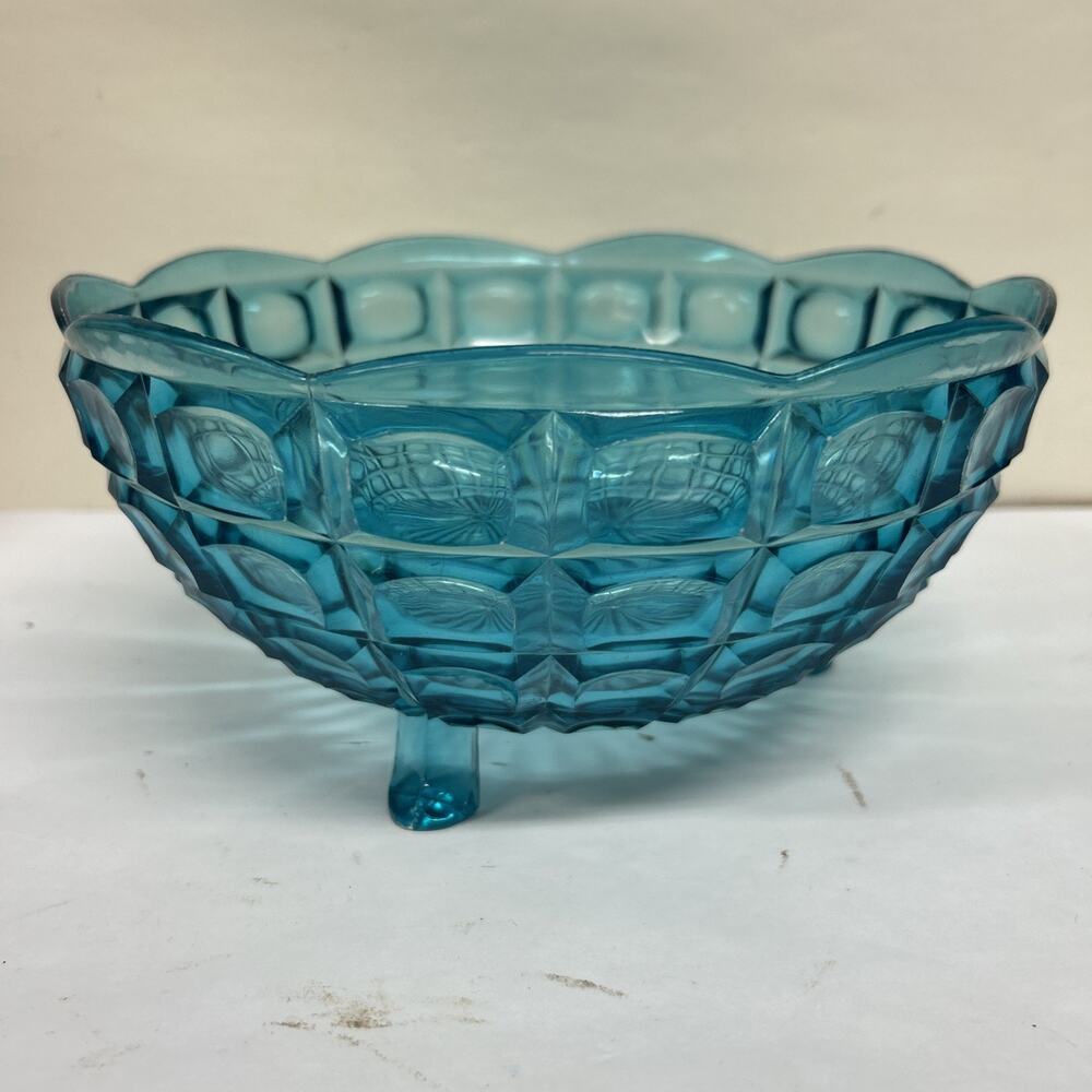 Vintage Retro Regaline Plastic Blue Serving Bowl 9” GREAT COND!